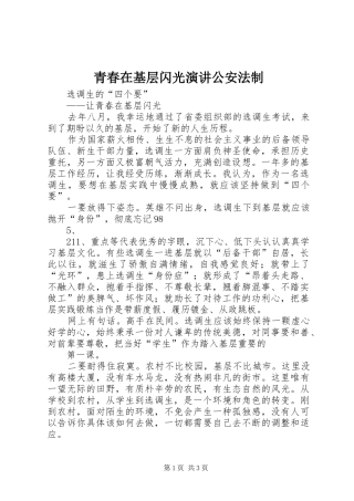 青春在基层闪光演讲稿公安法制 (3)