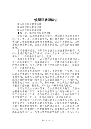 镇领导就职演讲稿 (2)