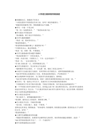 小学语文教师常用表扬语