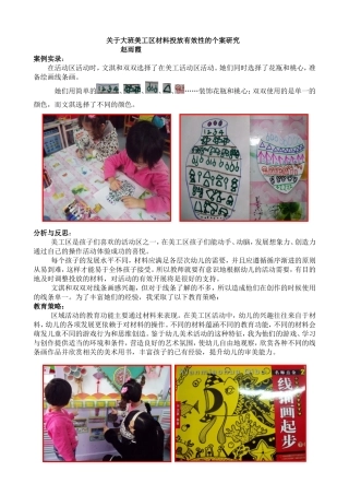 大一班美工活动区创设与调整个案