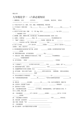 最新九年级化学必背知识默写格式