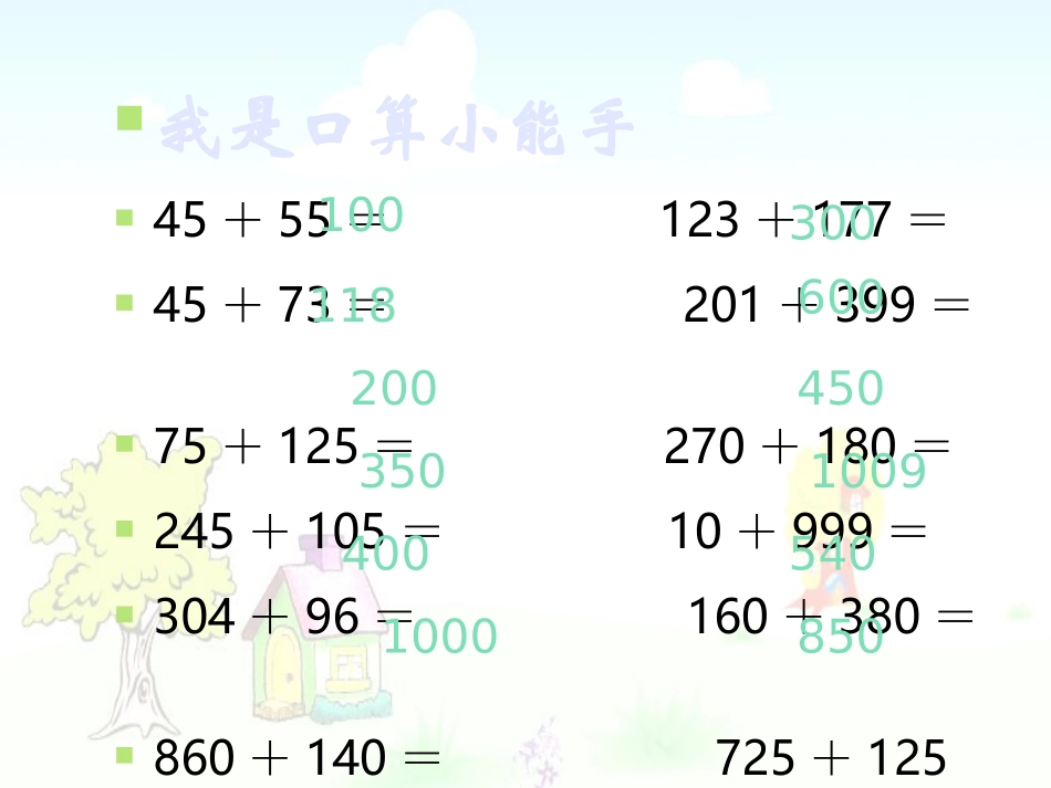 人教版四年级数学下册《加法运算定律的运用》PPT课件_第2页