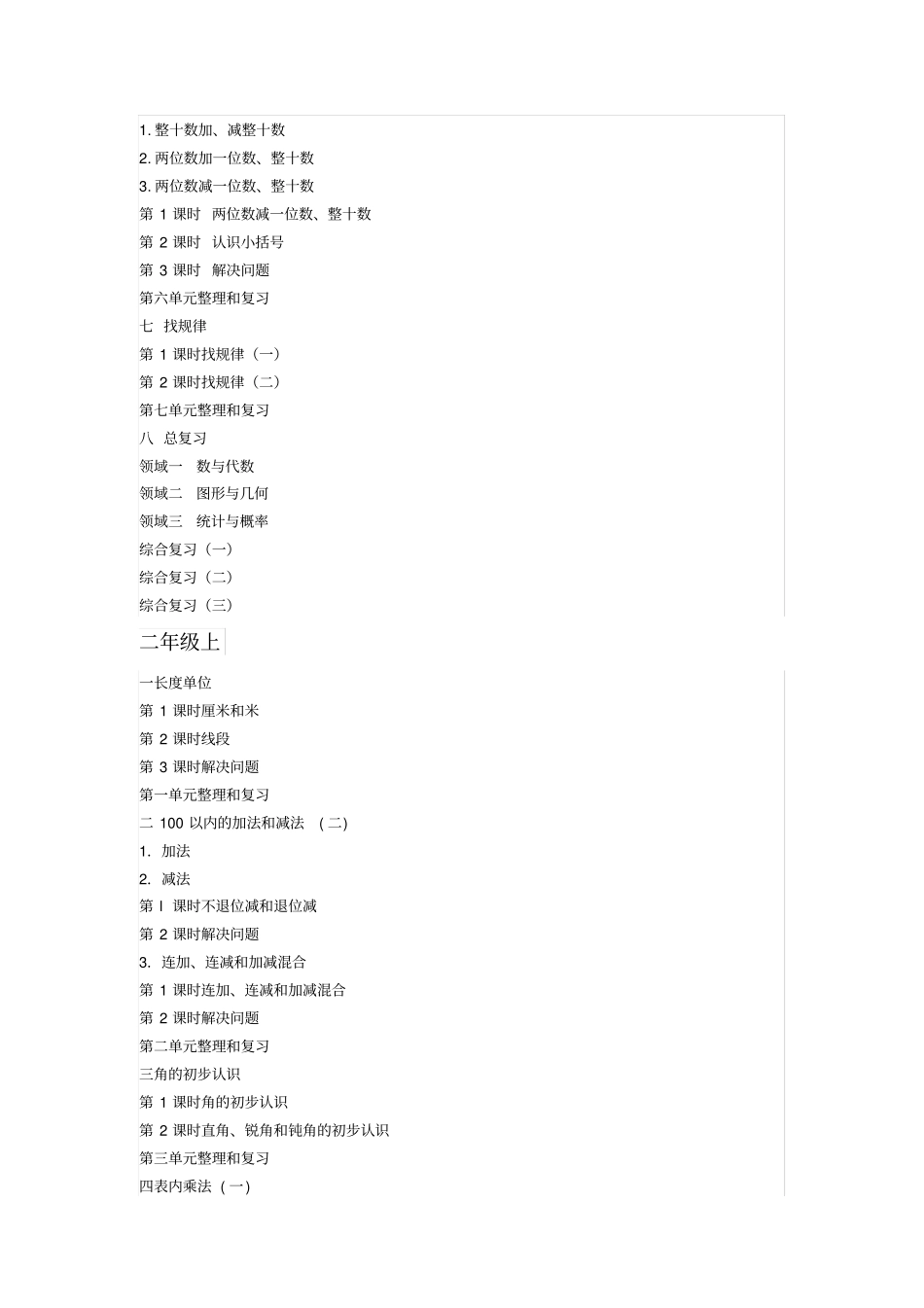最新人教版小学3年级数学最新版目录_第3页