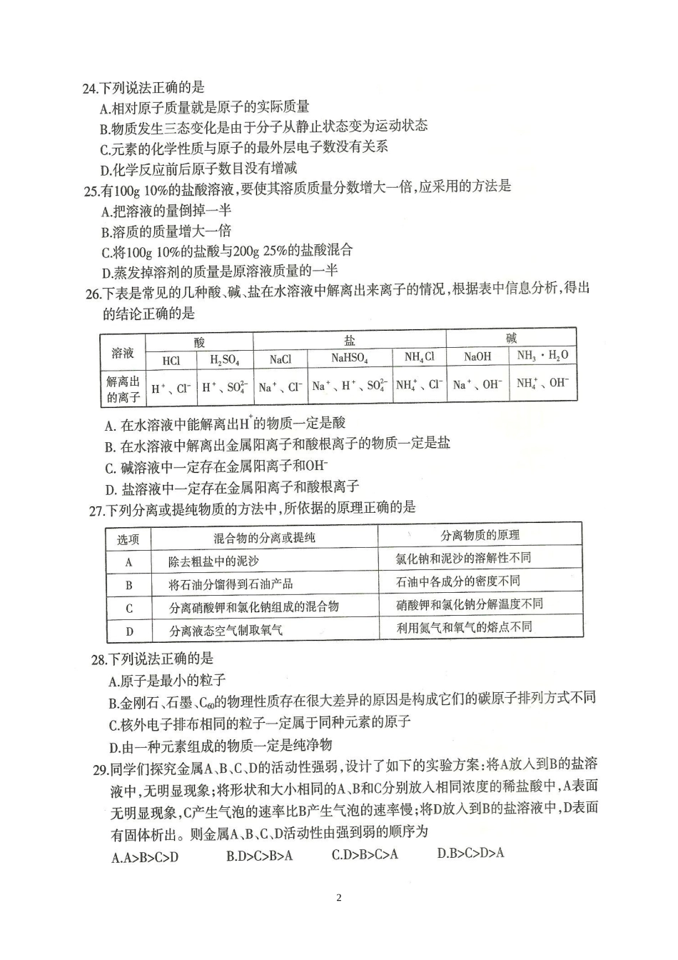 2013年大庆市中考化学试题_第2页