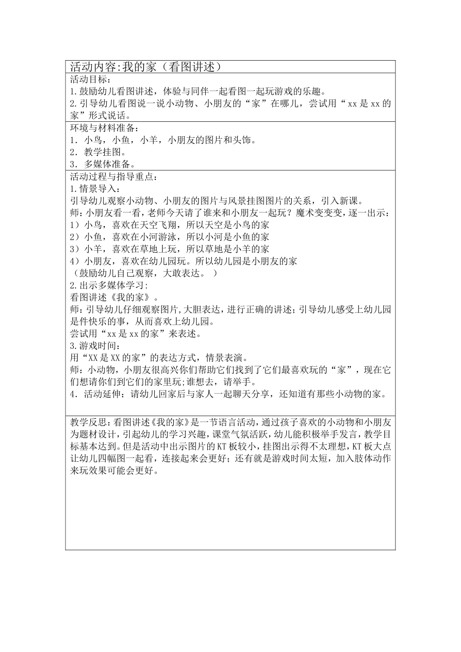 小班语言〈我的家〉教案和反思_第1页