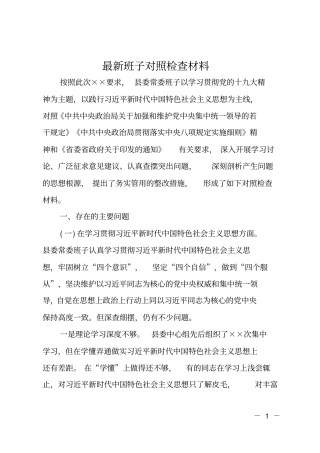 最新班子对照检查材料