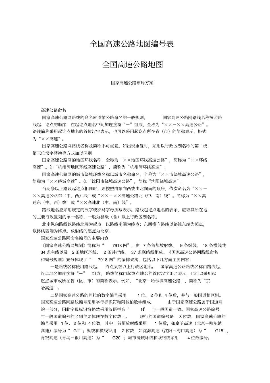 最新的全国高速公路、国道和道的分布、起止、路经、长度、环城线路等_第1页