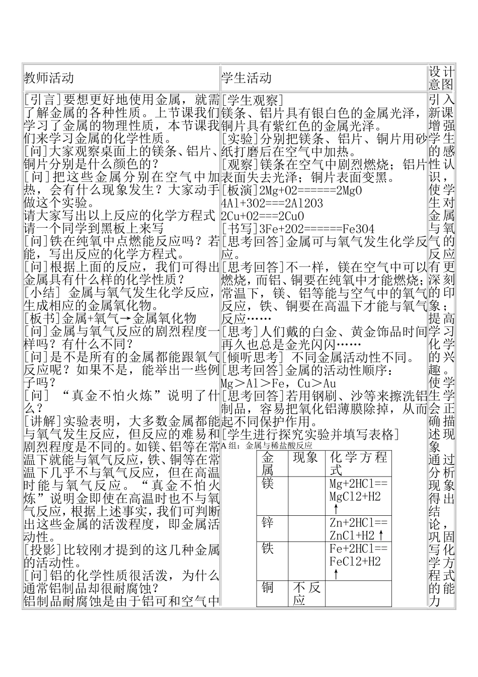 化学金属的化学性质教案_第3页
