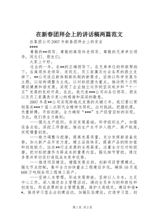 在新春团拜会上的讲话发言稿两篇范文