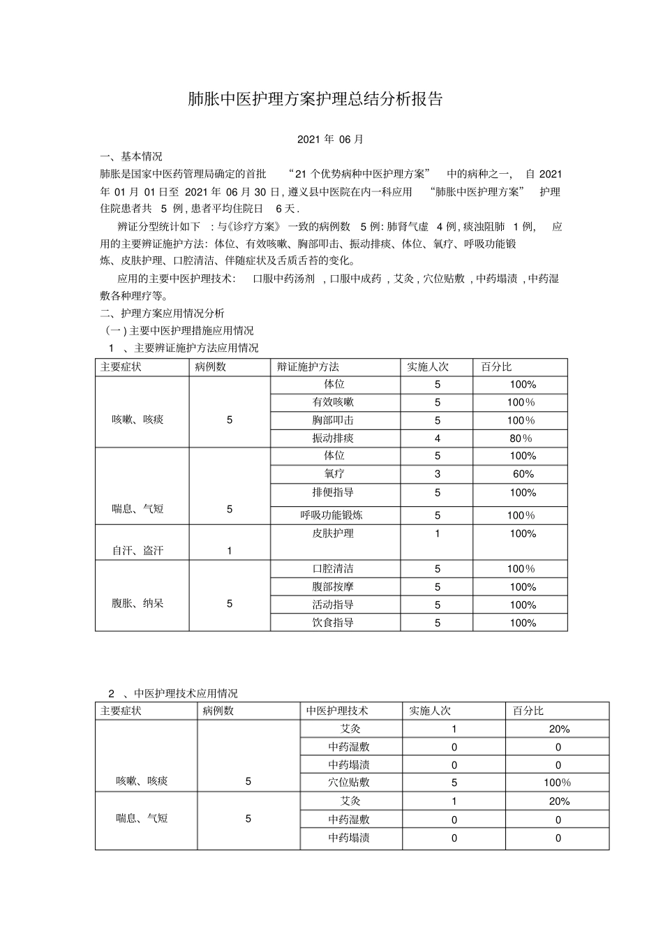 最新肺胀中医护理方案护理总结分析报告_第2页