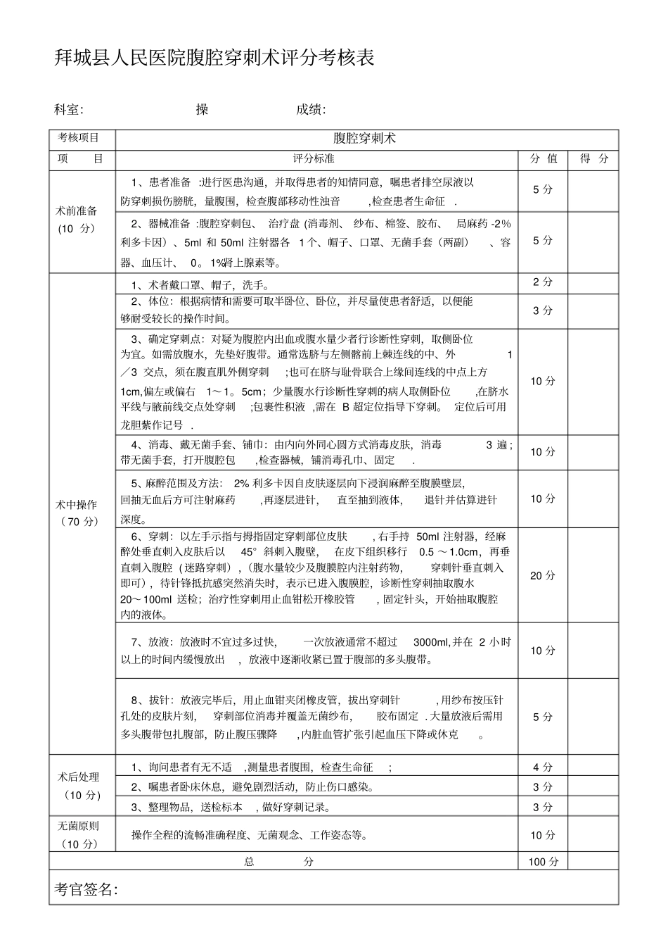 最新腰椎穿刺术考核评分标准_第3页