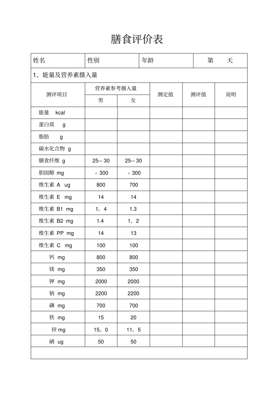 最新膳食评价表_第2页