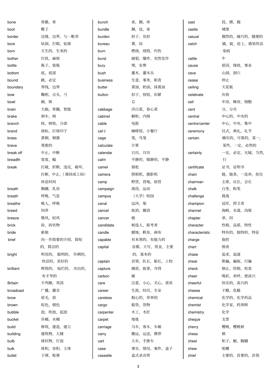 最新英语三级大纲词汇表教材_第3页