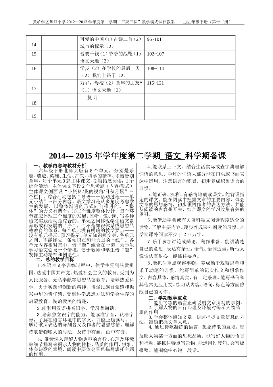 六年级语文进度表_第2页