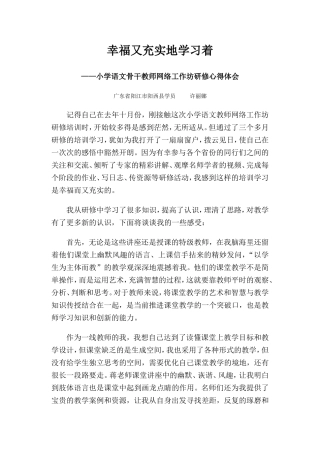 广东岭南小语工作坊许丽娜《幸福又充实地学习着》