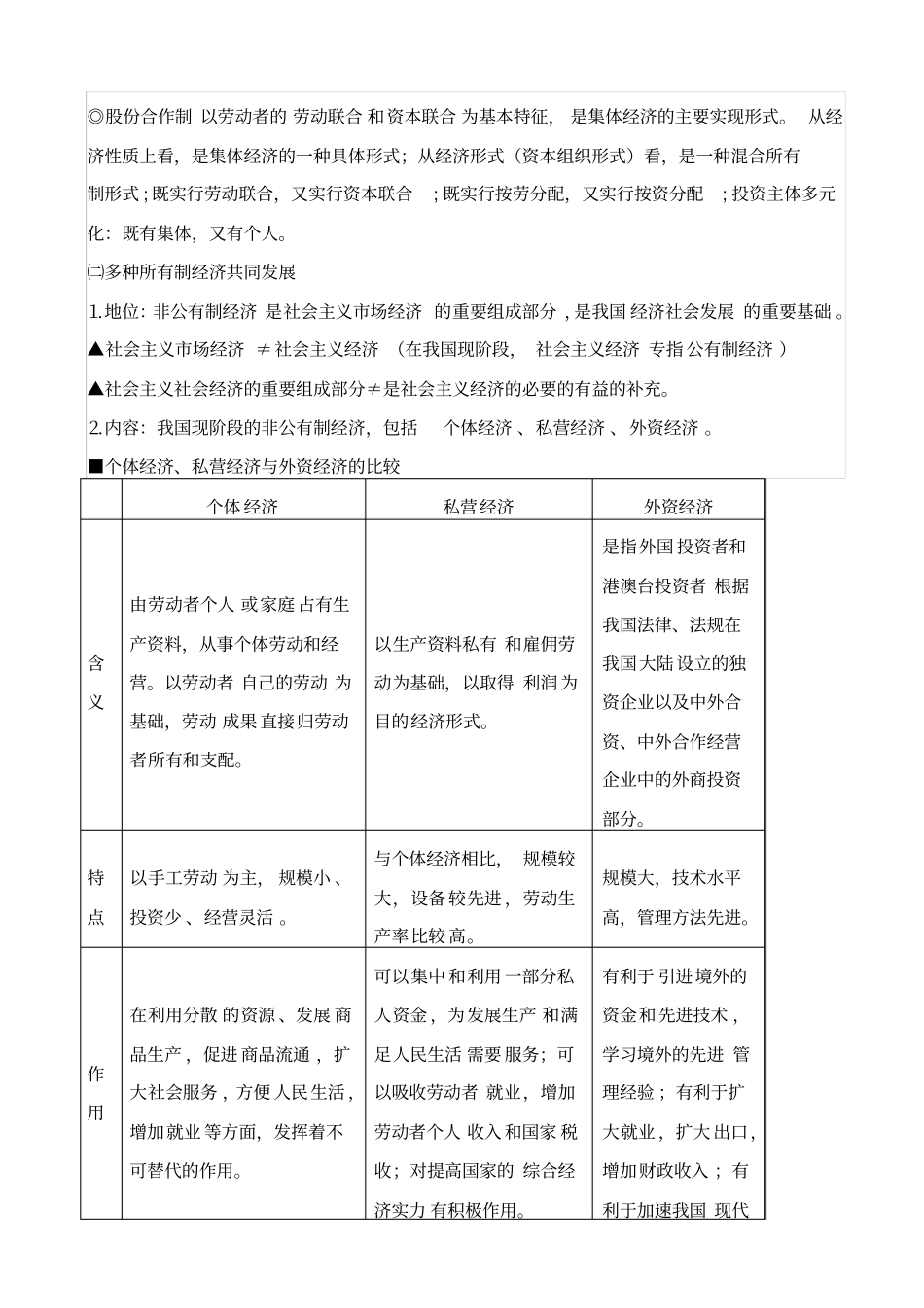 最新高考经济生活考点七_我国的基本经济制度_知识点_第3页