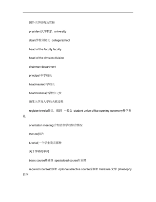 有关文化教育的英语词汇