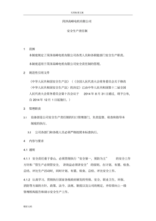 有限公司安全生产的责任制