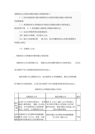 有限责任公司变更为股份有限公司程序