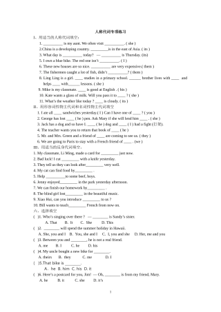 人称代词专项练习