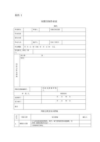 有限空间作业证