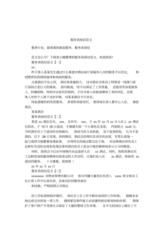 服务表扬信范文