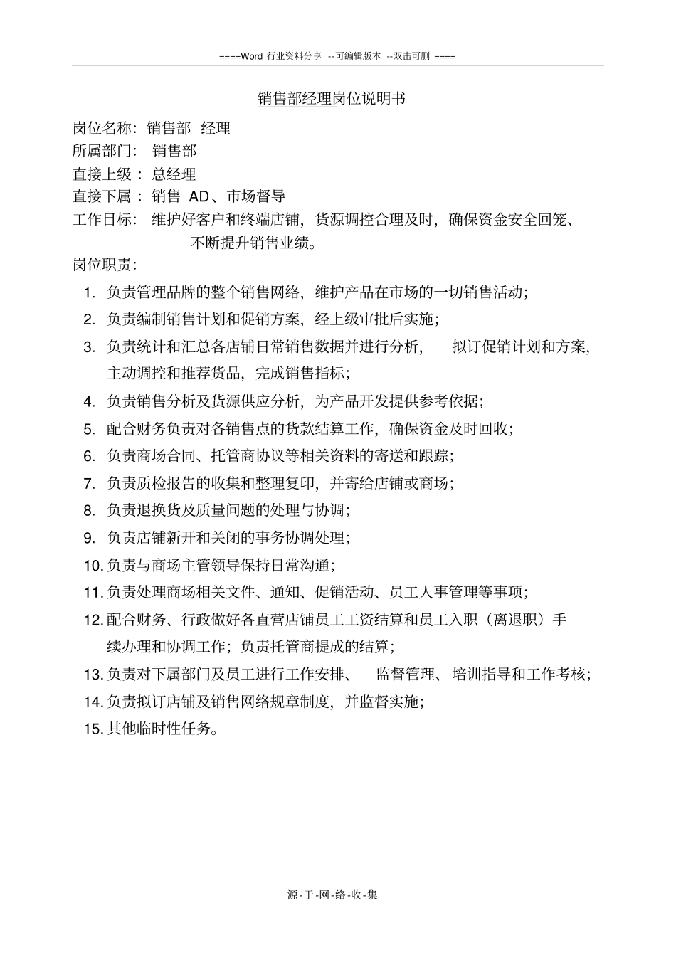 服装公司岗位说明书大全201110_第2页