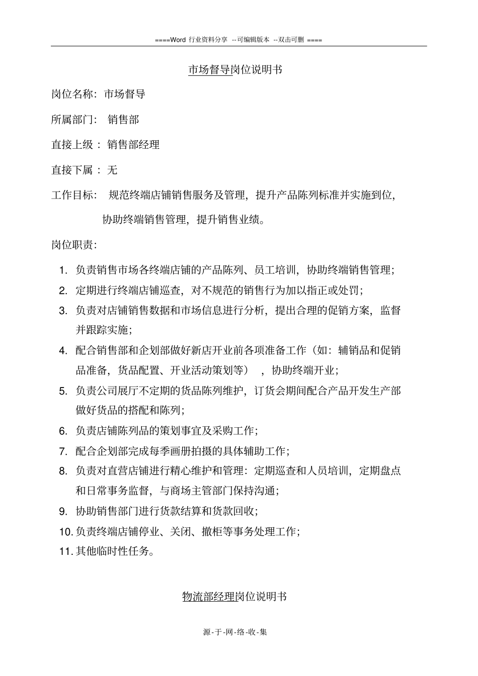 服装公司岗位说明书大全201110_第3页