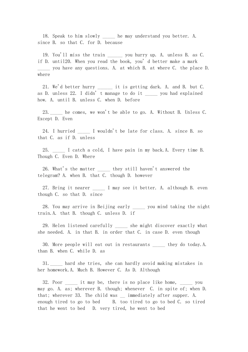 初中英语状语从句专项语法习题_第2页