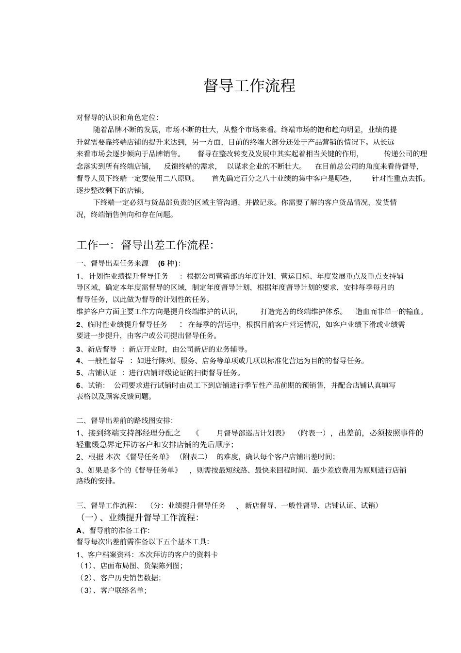 服装男装零售运营督导工作流程_第1页