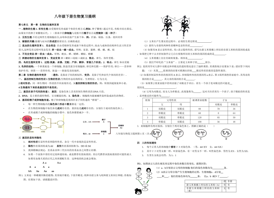 八年级下册生物复习提纲_第1页