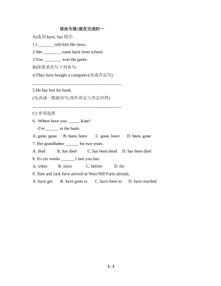 语法专练：现在完成时一