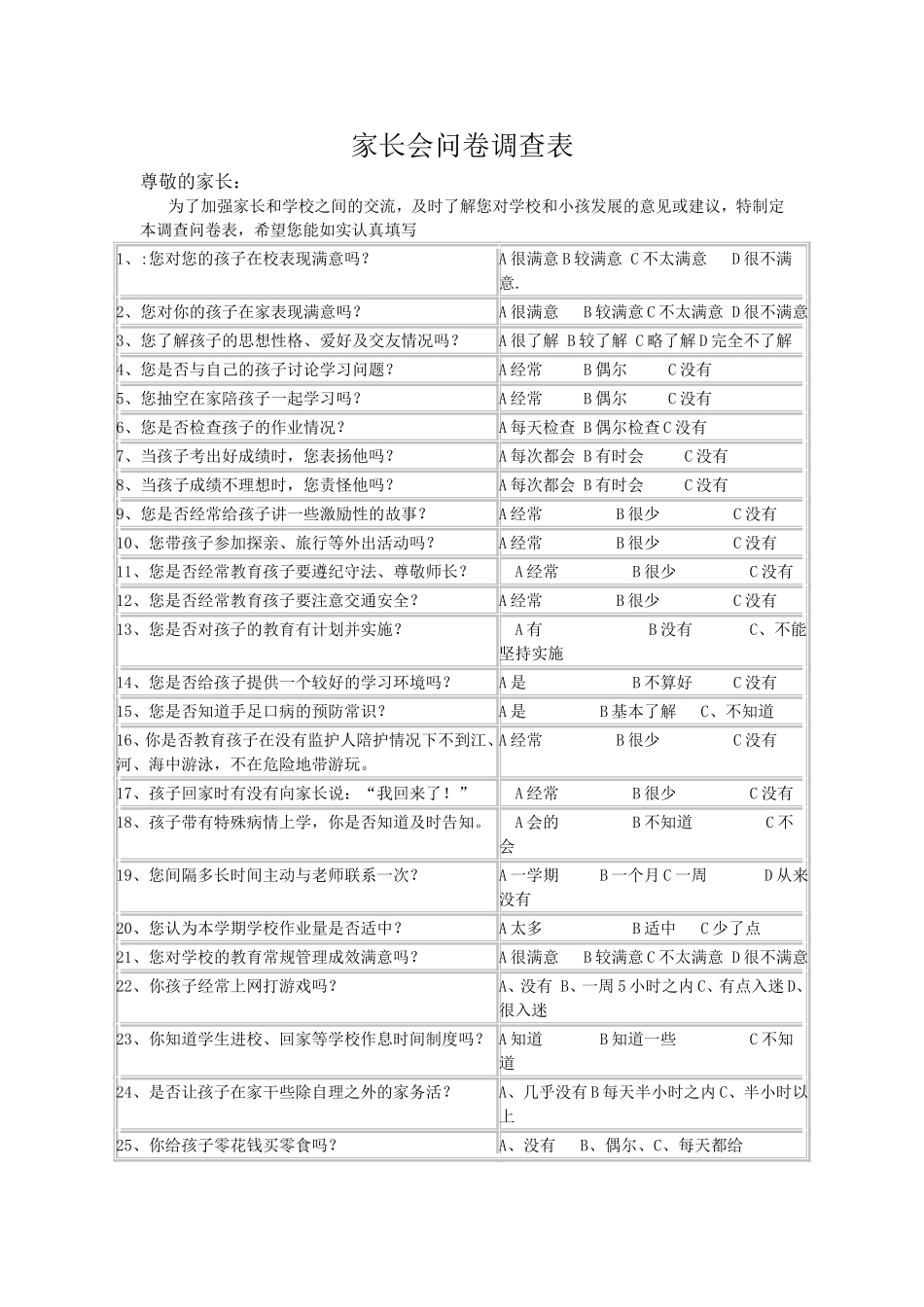 家长会问卷调查表 (3)_第1页