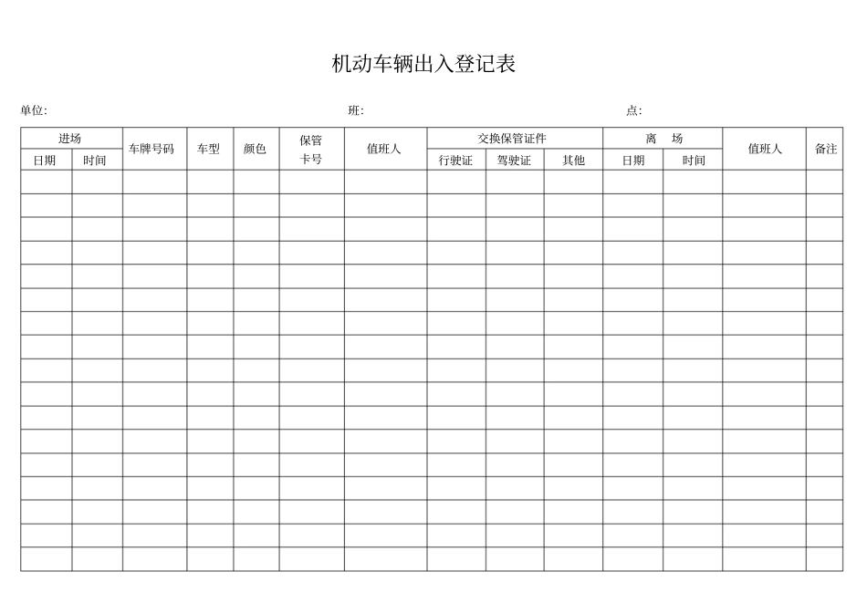 机动车辆出入登记表_第1页