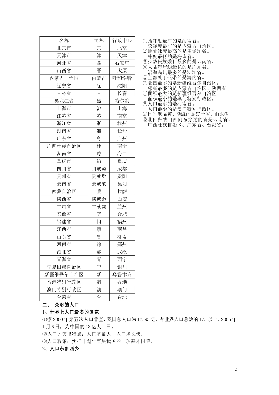 八年级地理复习提纲_第2页