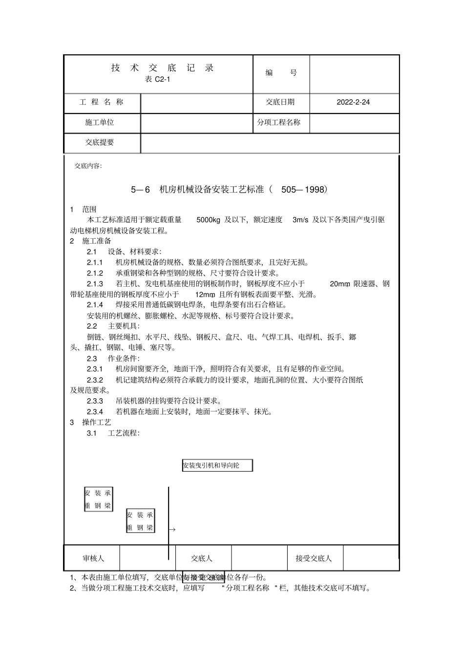 机房机械设备安装工艺标准_第1页