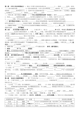 北师版八年级下册历史复习纲要