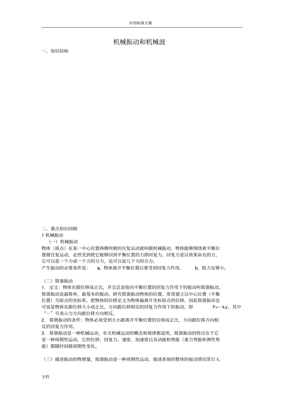 机械振动和机械波知识点总结材料_第1页