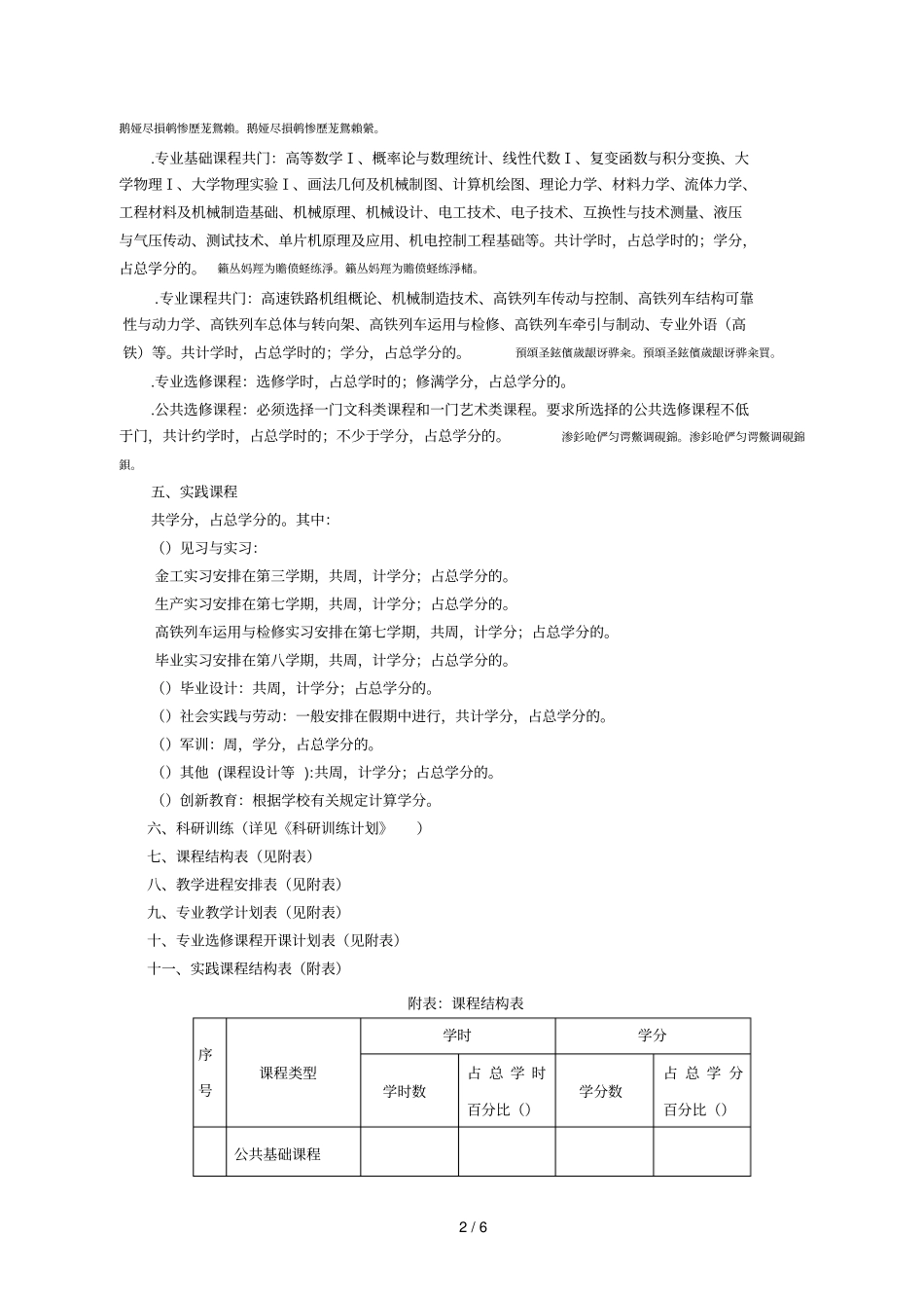 机械设计制造及其自动化专业高铁列车工程教学计划_第2页