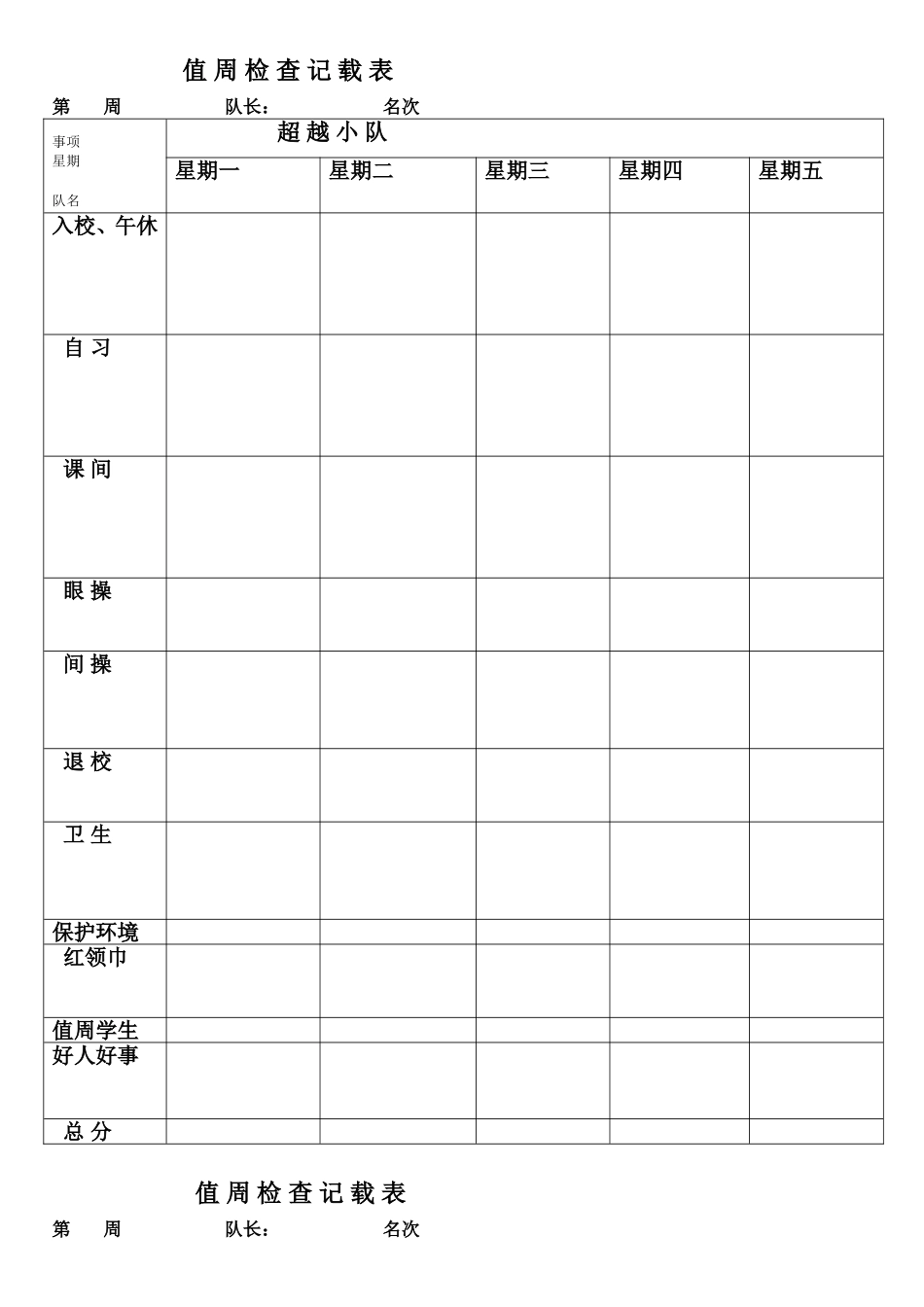值周检查记载表_第1页