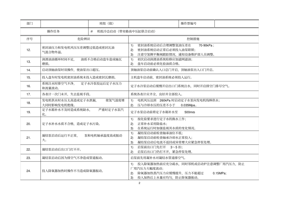 机组冷态启动操作票带旁路高中压缸联合启动合并2016分析_第2页