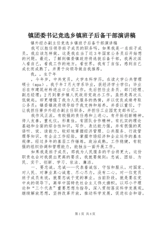 镇团委书记竞选乡镇班子后备干部演讲