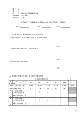 杂货船答题卷剖析