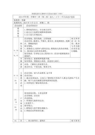 中青湖托幼中心教师半日活动计划表2014000000045下
