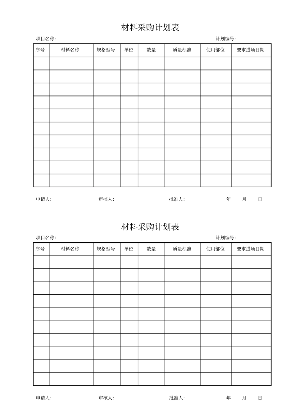 材料购买申请表_第1页