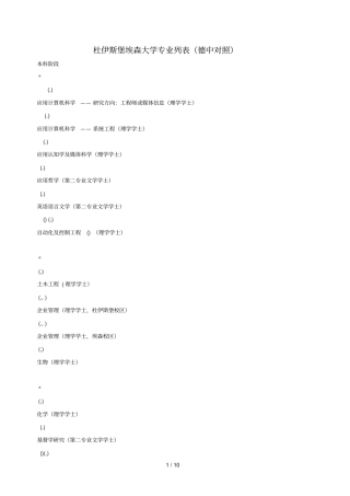 杜伊斯堡埃森大学专业列表