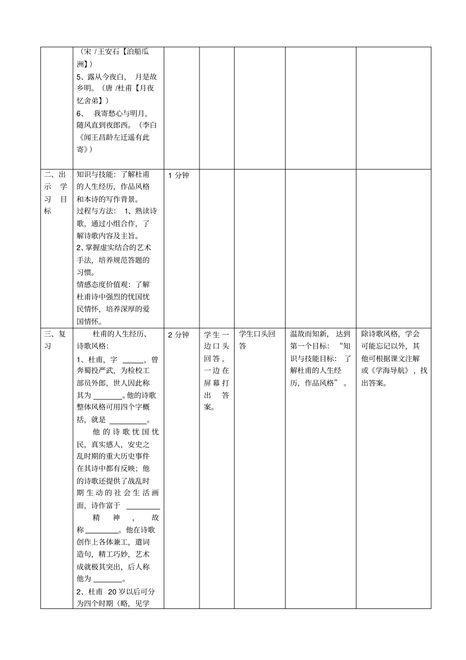 杜甫月夜教学设计梁惠珍_第2页