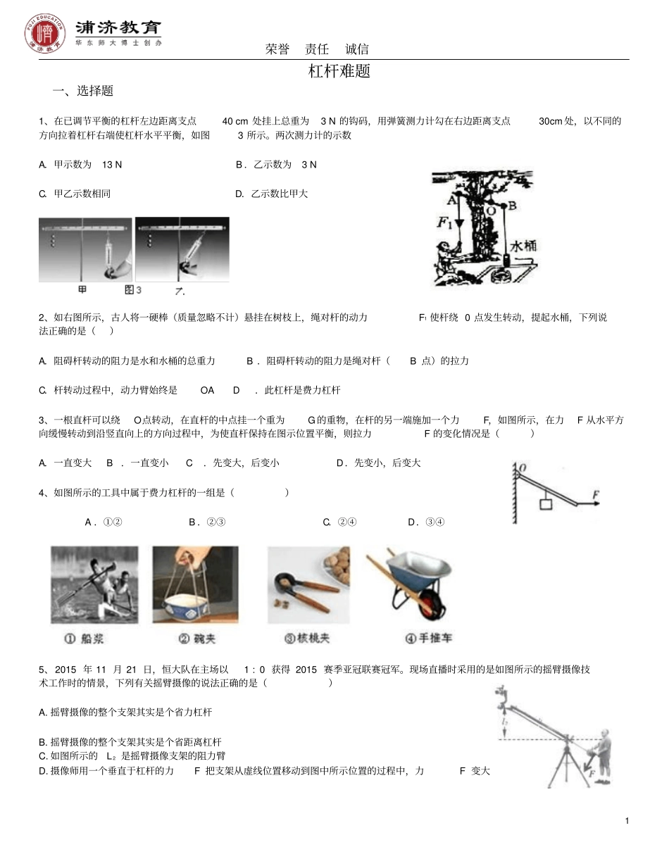 杠杆难题带答案全解_第1页