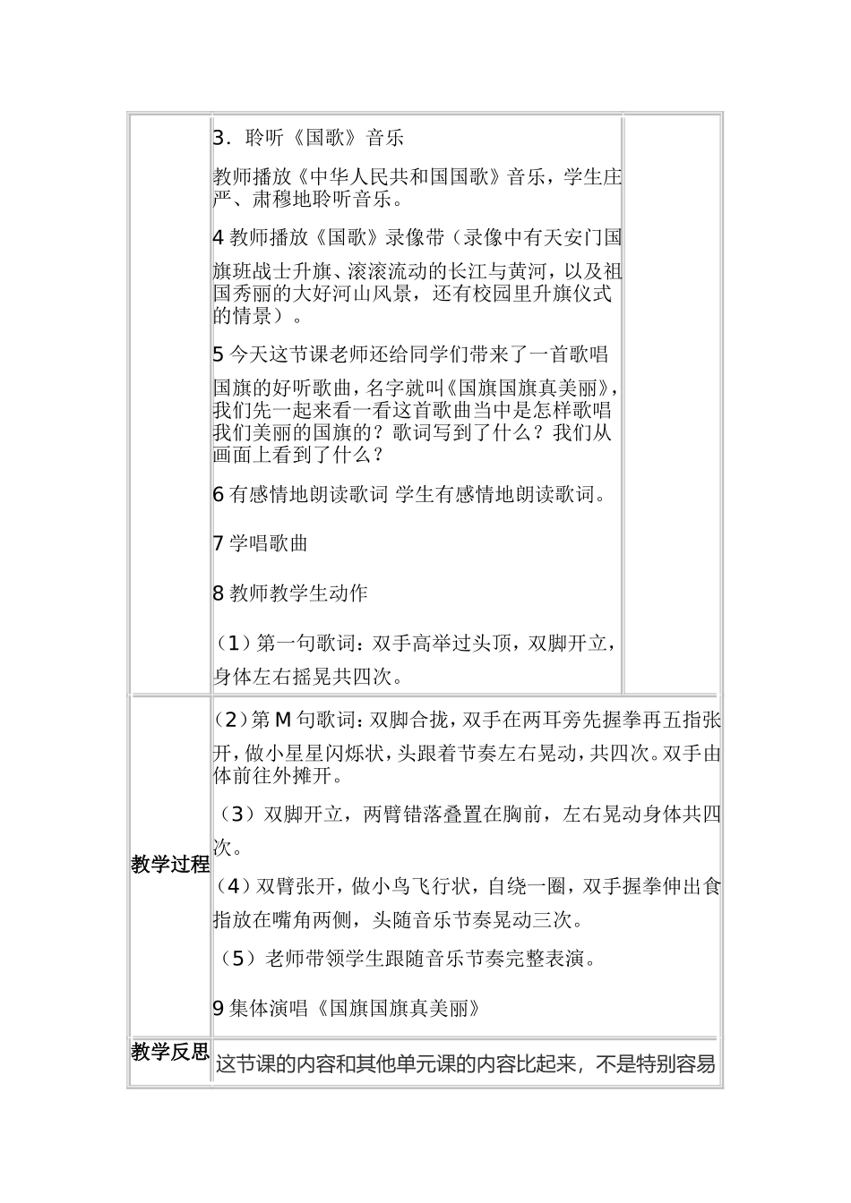 小学音乐教案一年级《国旗国旗真美丽》教学设计_第2页