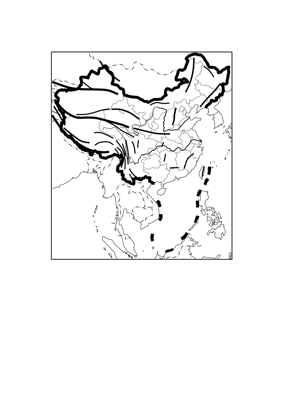 中国疆域空白（加山脉）图_第1页